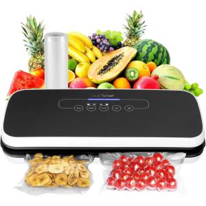 imageNutriChef Automatic Vacuum Air Sealing System for Food Preservation with Starter Kit Compact Design Lab Tested Dry ampamp Moist Food Modes with Led Indicator Lights BlackBlack