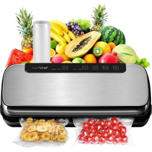 imageNutriChef Automatic Vacuum Air Sealing System for Food Preservation with Starter Kit Compact Design Lab Tested Dry ampamp Moist Food Modes with Led Indicator Lights BlackStainless Steel