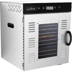 imageNutriChef Commercial Electric Food Dehydrator Machine  14 Shelf Extra Large Capacity  Stainless Steel Trays  1000Watts Digital Timer ampamp Temperature Control  1858 x 1752 x 2252 IN14 shelf