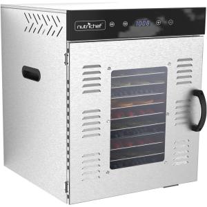 imageNutriChef Commercial Electric Food Dehydrator Machine  14 Shelf Extra Large Capacity  Stainless Steel Trays  1000Watts Digital Timer ampamp Temperature Control  1858 x 1752 x 2252 IN16 shelf
