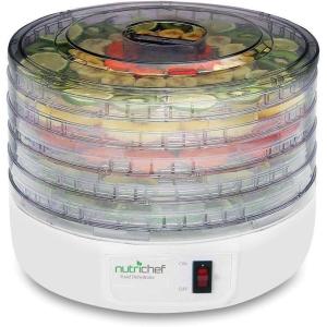 imageNutriChef Electric Countertop Food Dehydrator  MultiTier HighHeat Circulation Professional Food Preserver Fruit Vegetable Dryer Meat or Beef Jerky Maker w 5 Stackable Trays  AZPKFD12White