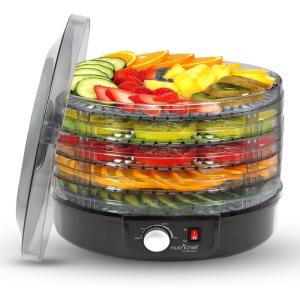 imageNutriChef Electric Countertop Food Dehydrator  MultiTier HighHeat Circulation Professional Food Preserver Fruit Vegetable Dryer Meat or Beef Jerky Maker w 5 Stackable Trays  AZPKFD12Black