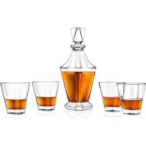 imageNutriChef Glass Whiskey Decanter  850ml Globe Whiskey Carafe Alcohol Decanter Set with Glasses  Liquor Decanter w Stopper ampamp Base For Brandy Wine Cognac Rum Gin Scotch BourbonVictorian Decanter with Glasses