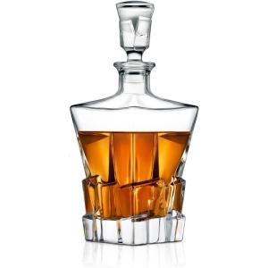 imageNutriChef Glass Whiskey Decanter  850ml Globe Whiskey Carafe Alcohol Decanter Set with Glasses  Liquor Decanter w Stopper ampamp Base For Brandy Wine Cognac Rum Gin Scotch BourbonGlacier