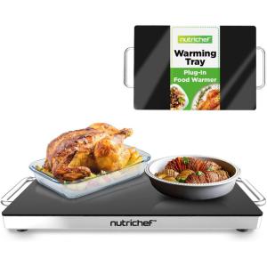 imageNutriChef Portable Electric Food Hot PlateStainless Steel Warming TrayampampDish Warmer with Black Glass TopKeep Food Warm for BuffetsRestaurantsPartiesampampHome Dinners22 x 6Heats up to 203F165 x 11 Inches