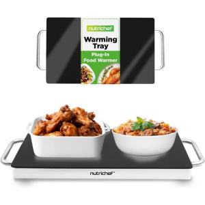 imageNutriChef Portable Electric Food Hot PlateStainless Steel Warming TrayampampDish Warmer with Black Glass TopKeep Food Warm for BuffetsRestaurantsPartiesampampHome Dinners22 x 6Heats up to 203F145 x 86 Inches