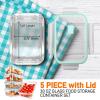 imageNutriChef 10Piece Superior Glass Food Storage Containers Set 5 Containers  5 Locking LidsStackable Mealprep Design BPAfree Airtight Clear Locking lids with Vent Lids ampamp Air Hole NCCLX5Green