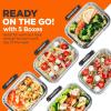 imageNutriChef 10Piece Superior Glass Food Storage Containers Set 5 Containers  5 Locking LidsStackable Mealprep Design BPAfree Airtight Clear Locking lids with Vent Lids ampamp Air Hole NCCLX5Wave