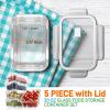 imageNutriChef 10Piece Superior Glass Food Storage Containers Set 5 Containers  5 Locking LidsStackable Mealprep Design BPAfree Airtight Clear Locking lids with Vent Lids ampamp Air Hole NCCLX5Flat