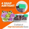 imageNutriChef 10Piece Superior Glass Food Storage Containers Set 5 Containers  5 Locking LidsStackable Mealprep Design BPAfree Airtight Clear Locking lids with Vent Lids ampamp Air Hole NCCLX5Wave