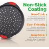 imageNutriChef 13Inch Nonstick Pizza Tray  Round Carbon Steel NonStick Pizza Baking Pan with Perforated Holes Premium Bakeware Pizza Screen with Silicone Grip Handles Dishwasher Safe  NCBPIZ1Black 2 pack