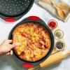 imageNutriChef 13Inch Nonstick Pizza Tray  Round Carbon Steel NonStick Pizza Baking Pan with Perforated Holes Premium Bakeware Pizza Screen with Silicone Grip Handles Dishwasher Safe  NCBPIZ1Black 2 pack