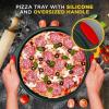 imageNutriChef 13Inch Nonstick Pizza Tray  Round Carbon Steel NonStick Pizza Baking Pan with Perforated Holes Premium Bakeware Pizza Screen with Silicone Grip Handles Dishwasher Safe  NCBPIZ1Black 2 pack