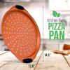 imageNutriChef 13Inch Nonstick Pizza Tray  Round Carbon Steel NonStick Pizza Baking Pan with Perforated Holes Premium Bakeware Pizza Screen with Silicone Grip Handles Dishwasher Safe  NCBPIZ1Copper