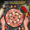 imageNutriChef 13Inch Nonstick Pizza Tray  Round Carbon Steel NonStick Pizza Baking Pan with Perforated Holes Premium Bakeware Pizza Screen with Silicone Grip Handles Dishwasher Safe  NCBPIZ1Black 1