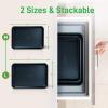 imageNutriChef 2Piece Black NonStick Cookie Sheet Baking Tray Set  Versatile ampamp Durable Carbon Steel Bakeware Sets Stackable ampamp EasyClean NC2TRBLBlue Diamond