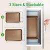 imageNutriChef 2Piece Black NonStick Cookie Sheet Baking Tray Set  Versatile ampamp Durable Carbon Steel Bakeware Sets Stackable ampamp EasyClean NC2TRBLChampagne Gold