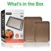 imageNutriChef 2Piece Black NonStick Cookie Sheet Baking Tray Set  Versatile ampamp Durable Carbon Steel Bakeware Sets Stackable ampamp EasyClean NC2TRBLChampagne Gold