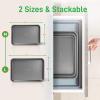 imageNutriChef 2Piece Black NonStick Cookie Sheet Baking Tray Set  Versatile ampamp Durable Carbon Steel Bakeware Sets Stackable ampamp EasyClean NC2TRBLGray