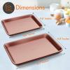 imageNutriChef 2Piece Black NonStick Cookie Sheet Baking Tray Set  Versatile ampamp Durable Carbon Steel Bakeware Sets Stackable ampamp EasyClean NC2TRBLRose Gold