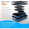 imageNutriChef 8Piece Stackable Nonstick Bakeware Set  Premium Steel Baking Tray Set  Includes Round Cake Pan 6Cup Muffin Pans WideSquare Brownie ampamp Loaf Pans Cookie Sheet ampamp Roaster Pan BlackBlue