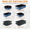 imageNutriChef 8Piece Stackable Nonstick Bakeware Set  Premium Steel Baking Tray Set  Includes Round Cake Pan 6Cup Muffin Pans WideSquare Brownie ampamp Loaf Pans Cookie Sheet ampamp Roaster Pan BlackBlue