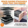 imageNutriChef 8Piece Stackable Nonstick Bakeware Set  Premium Steel Baking Tray Set  Includes Round Cake Pan 6Cup Muffin Pans WideSquare Brownie ampamp Loaf Pans Cookie Sheet ampamp Roaster Pan BlackGray