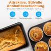 imageNutriChef 8Piece Stackable Nonstick Bakeware Set  Premium Steel Baking Tray Set  Includes Round Cake Pan 6Cup Muffin Pans WideSquare Brownie ampamp Loaf Pans Cookie Sheet ampamp Roaster Pan BlackBlue