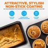 imageNutriChef 8Piece Stackable Nonstick Bakeware Set  Premium Steel Baking Tray Set  Includes Round Cake Pan 6Cup Muffin Pans WideSquare Brownie ampamp Loaf Pans Cookie Sheet ampamp Roaster Pan BlackGray