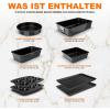 imageNutriChef 8Piece Stackable Nonstick Bakeware Set  Premium Steel Baking Tray Set  Includes Round Cake Pan 6Cup Muffin Pans WideSquare Brownie ampamp Loaf Pans Cookie Sheet ampamp Roaster Pan BlackBlack