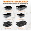 imageNutriChef 8Piece Stackable Nonstick Bakeware Set  Premium Steel Baking Tray Set  Includes Round Cake Pan 6Cup Muffin Pans WideSquare Brownie ampamp Loaf Pans Cookie Sheet ampamp Roaster Pan BlackGray