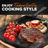 imageNutriChef Cast Iron Reversible Grill Plate with Removable Handles  Square Griddle Skillet for Stove Top Flat ampamp Grill Side Oven Safe Includes Wood Base