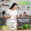 imageNutrichef Electric Food Chopper  Zoodle Maker  3in1 Vegetable Processor Fruit Cutter Spiral Shredder Machine Veggie Spaghetti ampamp Noodle maker  Includes Food Plunger ampamp 12L Bowl