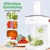 imageNutrichef Electric Food Chopper  Zoodle Maker  3in1 Vegetable Processor Fruit Cutter Spiral Shredder Machine Veggie Spaghetti ampamp Noodle maker  Includes Food Plunger ampamp 12L Bowl
