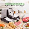 imageNutrichef Electric Meat Slicer  200W Automatic Meat Deli ampamp Bread Slicer  Adjustable Dial for 015mm Cutting Range Thickness  Removable 75 IN Stainless Steel Blade ampamp Food Pusher for Safety Black