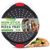 imageNutriChef 13Inch Nonstick Pizza Tray  Round Carbon Steel NonStick Pizza Baking Pan with Perforated Holes Premium Bakeware Pizza Screen with Silicone Grip Handles Dishwasher Safe  NCBPIZ1Black 1