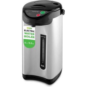 imageNutriChef Hot Water Urn Pot  Insulated Stainless Steel Manual ampamp Auto Dispense Safety Lock Shutoff 338 QT Auto Shut Off53 Quarts