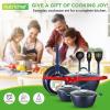imageNutriChef 11Piece Kitchen Cookware Set NonStick Pots and Pans EasytoClean Kitchen Utensils Set with Ceramic Coating for Home Cooking Induction Safe Diamond PatternBlue Diamond