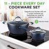 imageNutriChef 11Piece Kitchen Cookware Set NonStick Pots and Pans EasytoClean Kitchen Utensils Set with Ceramic Coating for Home Cooking Induction Safe Diamond PatternBlue Diamond