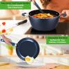 imageNutriChef 11Piece Kitchen Cookware Set NonStick Pots and Pans EasytoClean Kitchen Utensils Set with Ceramic Coating for Home Cooking Induction Safe Diamond PatternBlue Diamond