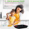 imageNutriChef 3 Piece Nonstick Cookie Sheets for Baking  Premium Carbon Steel Baking Pans with White Silicone Handles  Even Heat Distribution PFOAPFOSPTFE Free Easy to Clean  Cream Marble NCBKT3CMBlack Sheet W Red Handle
