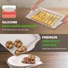 imageNutriChef 3 Piece Nonstick Cookie Sheets for Baking  Premium Carbon Steel Baking Pans with White Silicone Handles  Even Heat Distribution PFOAPFOSPTFE Free Easy to Clean  Cream Marble NCBKT3CMMarble Cream