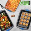 imageNutriChef 3 Piece Nonstick Cookie Sheets for Baking  Premium Carbon Steel Baking Pans with White Silicone Handles  Even Heat Distribution PFOAPFOSPTFE Free Easy to Clean  Cream Marble NCBKT3CMGray