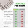 imageNutriChef 3 Piece Nonstick Cookie Sheets for Baking  Premium Carbon Steel Baking Pans with White Silicone Handles  Even Heat Distribution PFOAPFOSPTFE Free Easy to Clean  Cream Marble NCBKT3CMMarble Cream