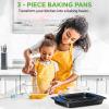 imageNutriChef 3 Piece Nonstick Cookie Sheets for Baking  Premium Carbon Steel Baking Pans with White Silicone Handles  Even Heat Distribution PFOAPFOSPTFE Free Easy to Clean  Cream Marble NCBKT3CMGray