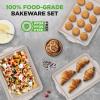 imageNutriChef 3 Piece Nonstick Cookie Sheets for Baking  Premium Carbon Steel Baking Pans with White Silicone Handles  Even Heat Distribution PFOAPFOSPTFE Free Easy to Clean  Cream Marble NCBKT3CMMarble Cream