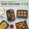 imageNutriChef 6Piece Toaster Oven Bakeware Set Compact NonStick Stackable Baking Pan Set with Muffin Pans Roasting Tray ampamp Baking Sheets Durable StainResistant Carbon Steel Design for Toaster Ovens