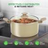 imageNutriChef 75Piece NonStick Pots and Pans Set Complete Ceramic Cookware Set with Bakeware Utensils Knife Set ampamp Accessories StainResistant FoodGrade Safe CreamBrownTaupe Brown