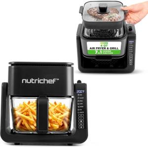 imageNutriChef 4 QT Air Fryer ampamp Grill  71 Preset Cook Modes  Transparent Fry Bowl for Best Cooking Results  Cook Shrimp Steak Fries Wings ampamp More  4 QT Glass Air Fryer ampamp 12 QT Grill  BlackBlack