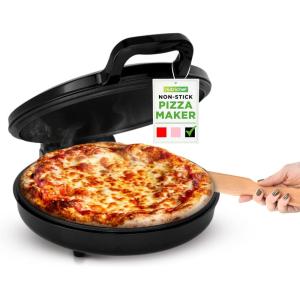 imageNutriChef Countertop Pizza Maker  1500W NonStick Electric Pizza Cooker  Make 12quot Personal Pizzas Eggs Toast ampamp More  CoolTouch Handles Compact ampamp SpaceSaving  Temp Range 175400F  RedBlack